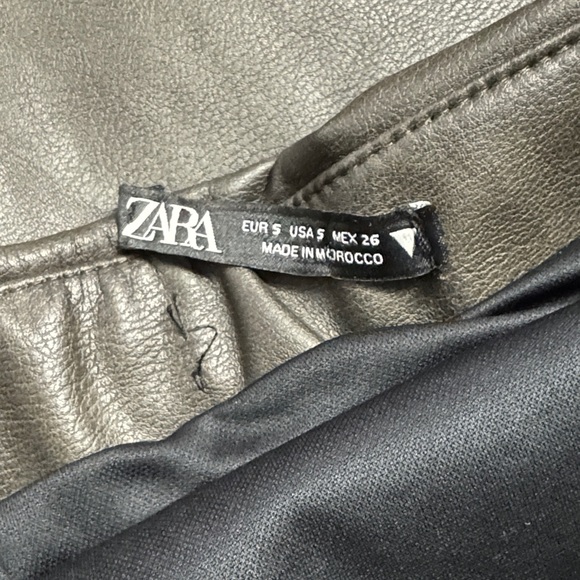 Zara Faux Leather Strapless Cargo Wide Leg Jumpsuit Brown Overalls Romper Small - Picture 14 of 15